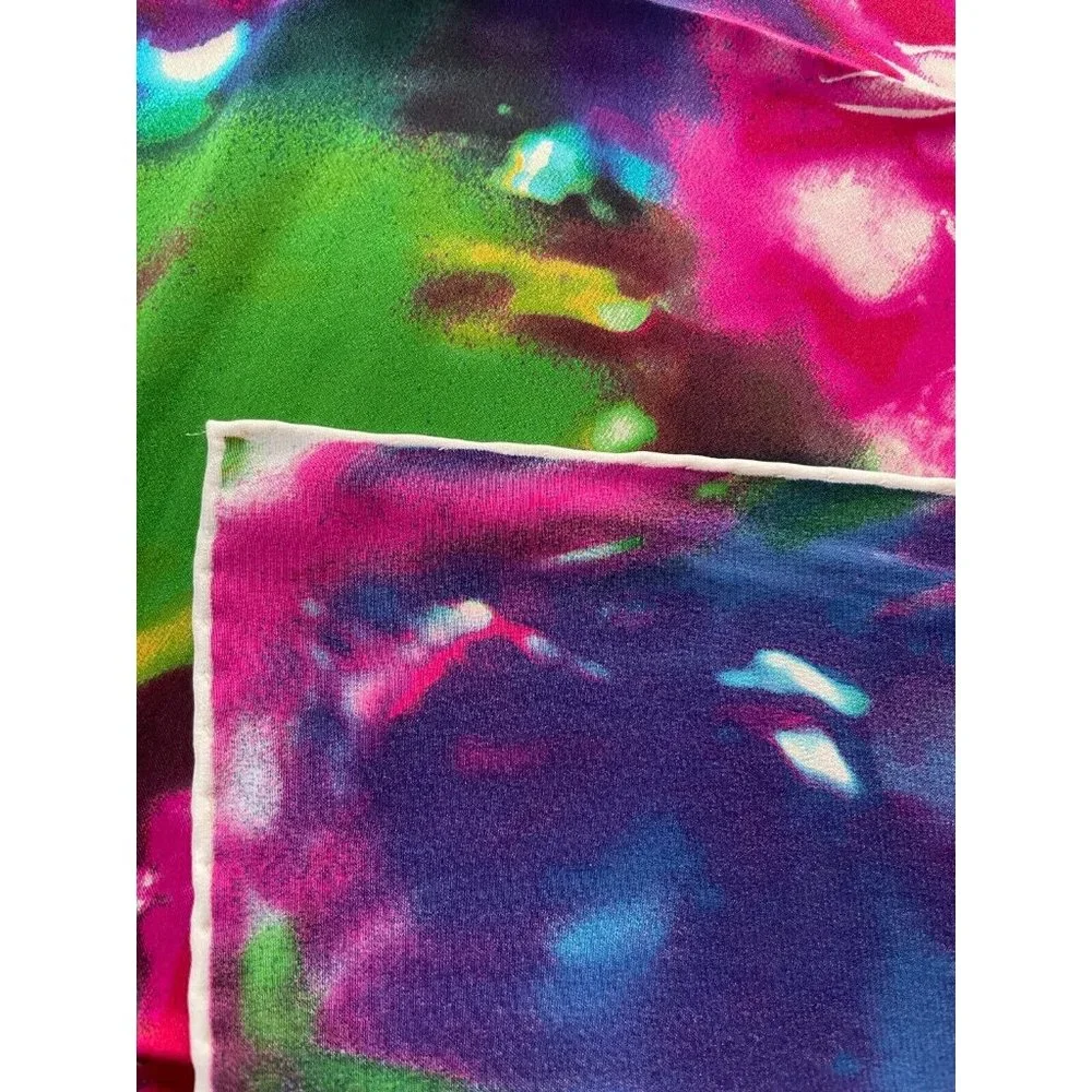 New NWOT Christian Dior Vintage Scarf Floral Hawaiin Flowers Pink Blue Green
